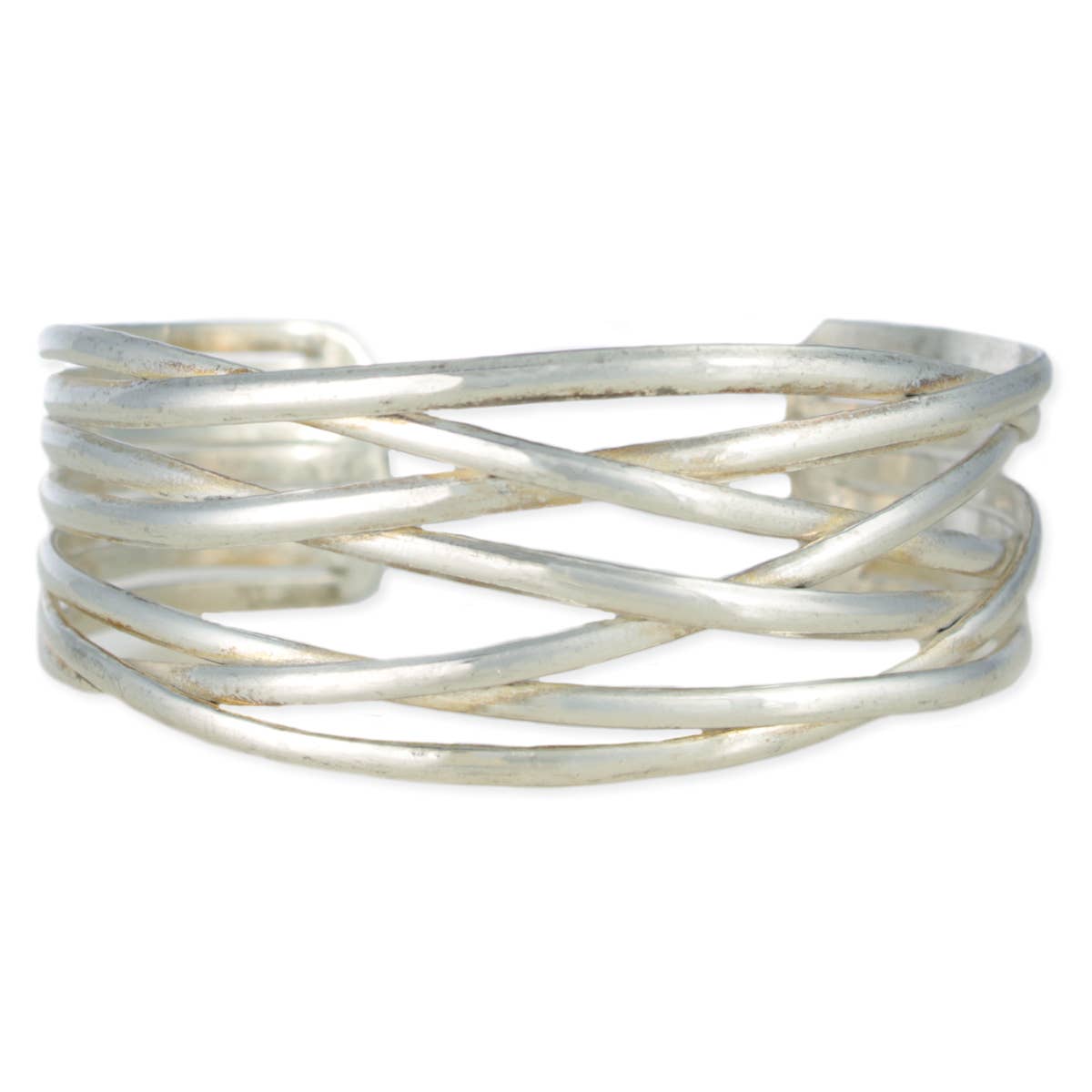Overlapping Shine Silver Cuff Bracelet