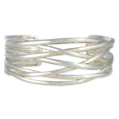 Overlapping Shine Silver Cuff Bracelet