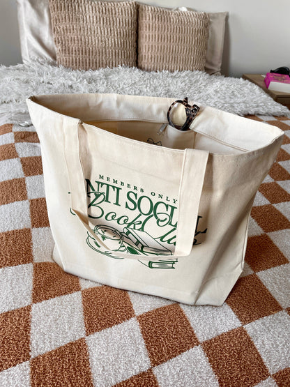 Anti Social Book Club Canvas Tote Bag