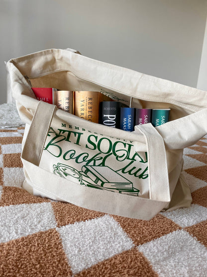 Anti Social Book Club Canvas Tote Bag