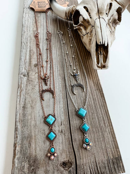 3 Layered Western Turquoise Necklace