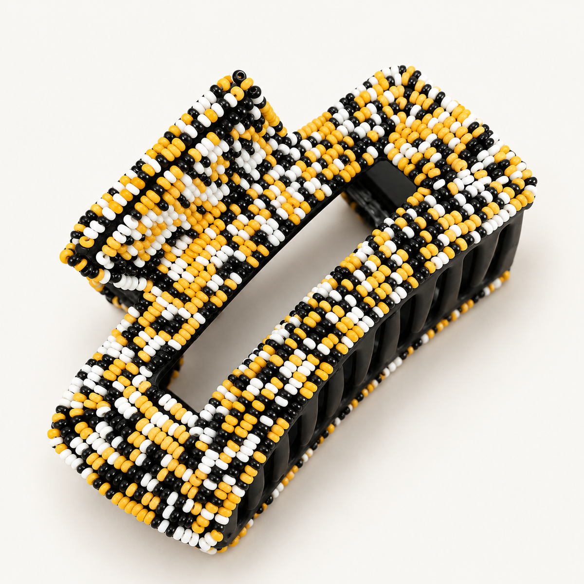 Black & Gold Confetti Beaded Hair Claw