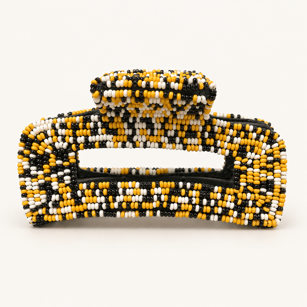 Black & Gold Confetti Beaded Hair Claw