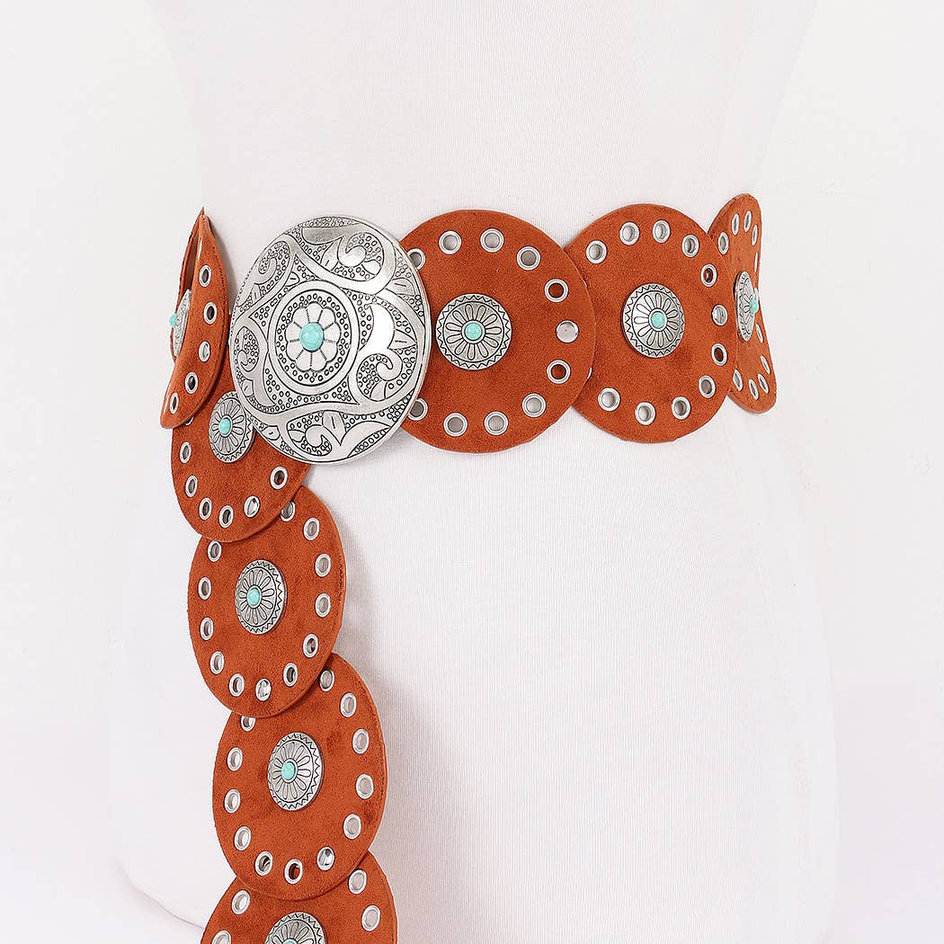 Plus Size Faux Suede Disc Belt