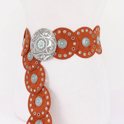 Plus Size Faux Suede Disc Belt