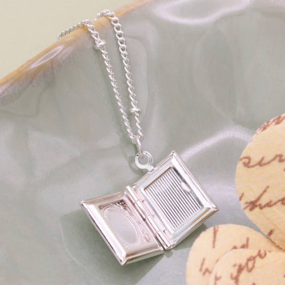 Secret Diary Tiny Silver Book Locket Necklace