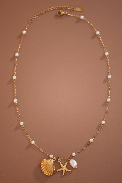 Stone, Starfish, & Seashell Necklace