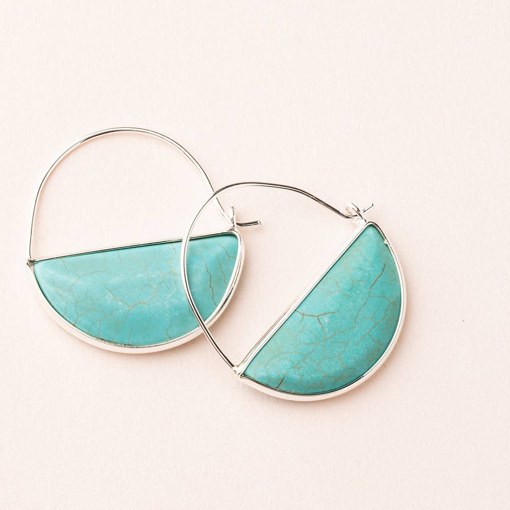 Silver Turquoise Prism Hoop