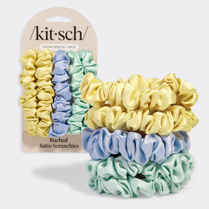 Multicolor Ruched Satin Scrunchies Set