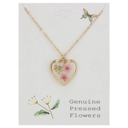 Floral Memories Pink Dried Flower Locket Necklace