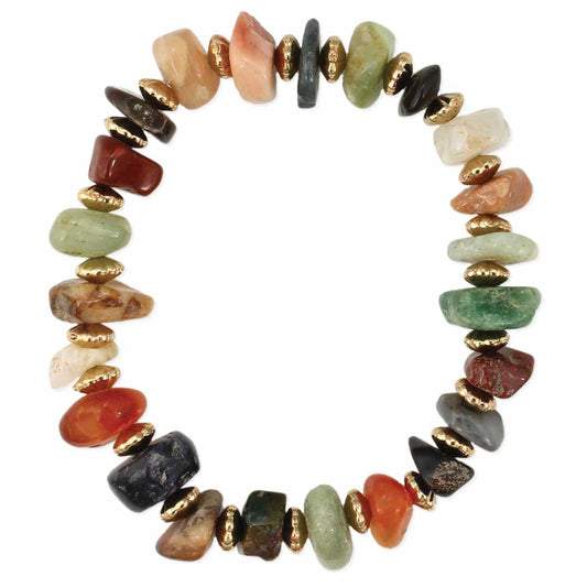 Multi Natural Agate Chip Stretch Bracelet
