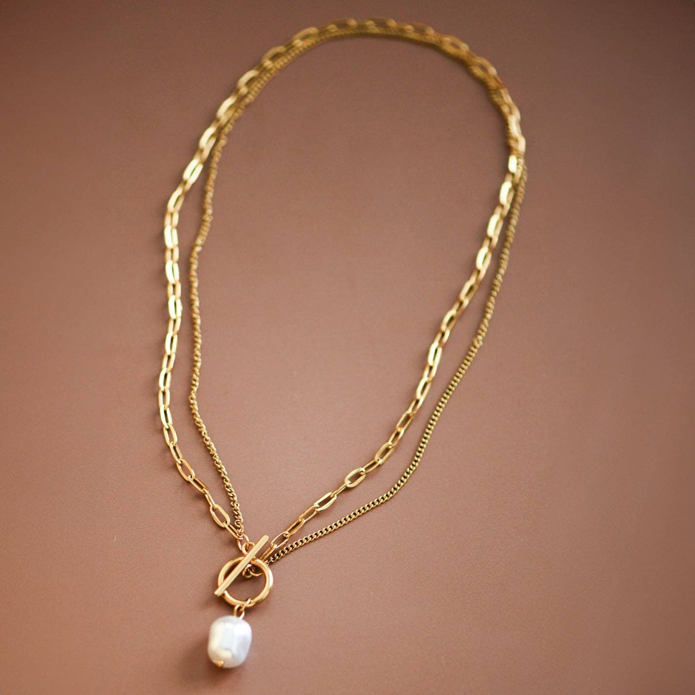 White Stone Gold Chain Necklace