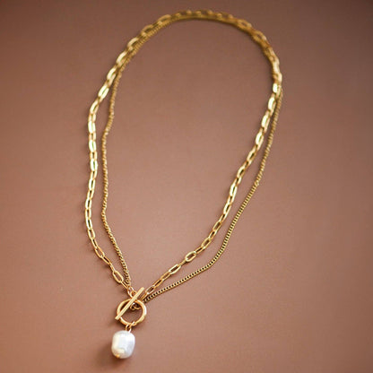 White Stone Gold Chain Necklace