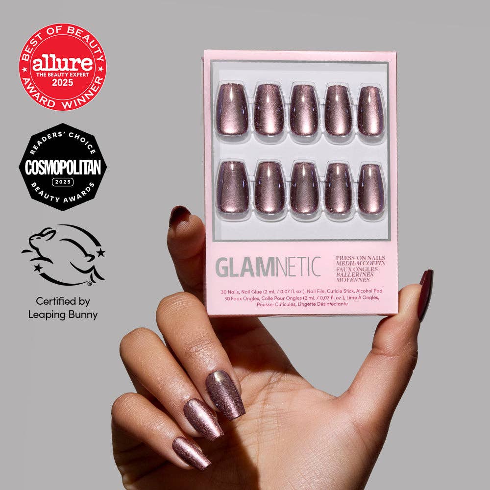 Espresso Glow Press-On Nails | Brown Velvet Medium Coffin