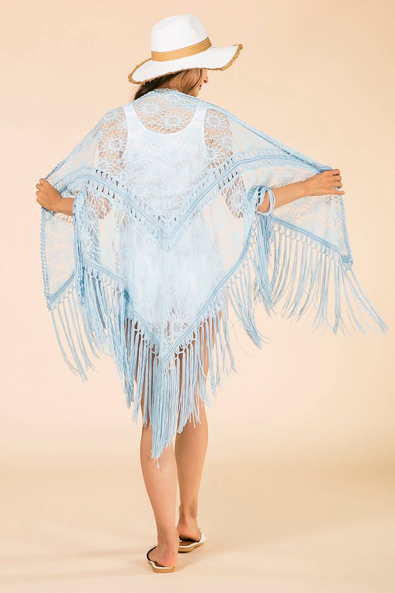 Lily Crochet Trim Fringe Kimono