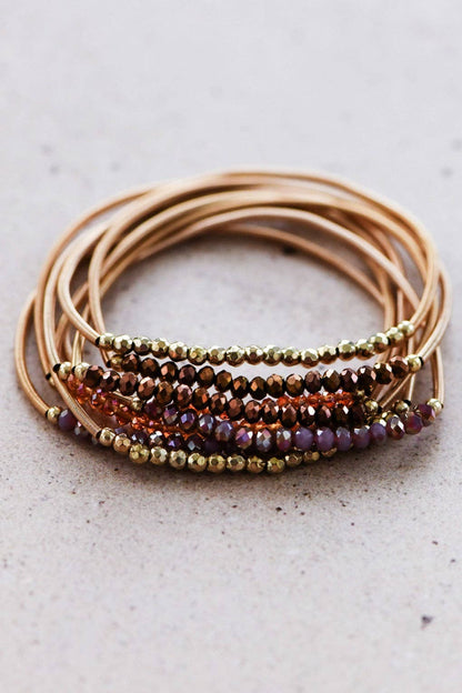 Brown Stone Guitar String Bracelet Stack