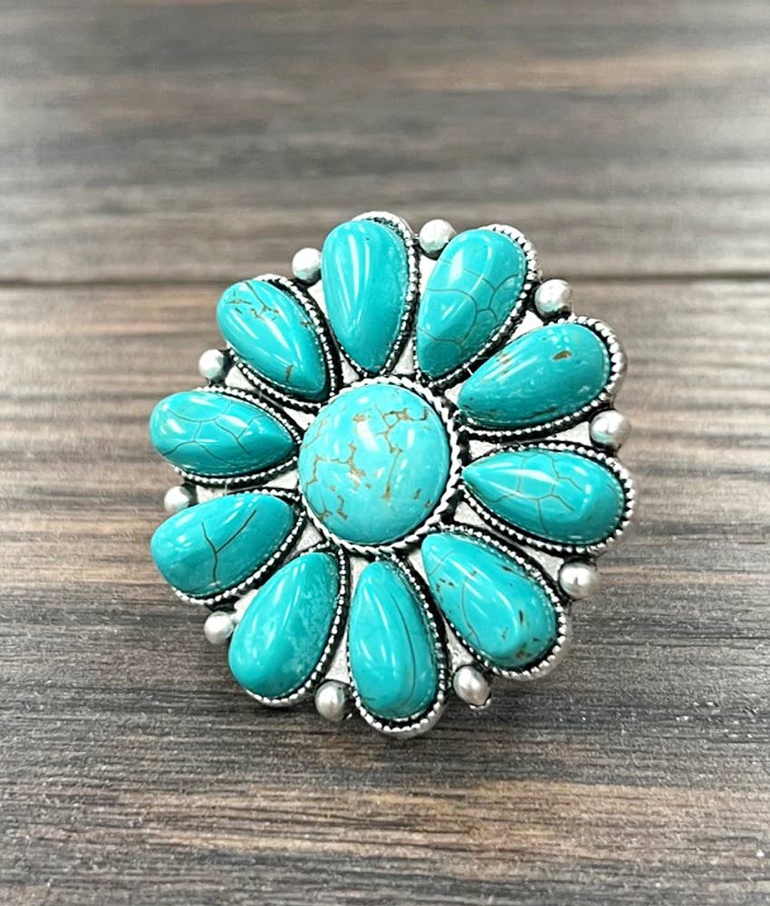 Western Flower Turquoise Ring