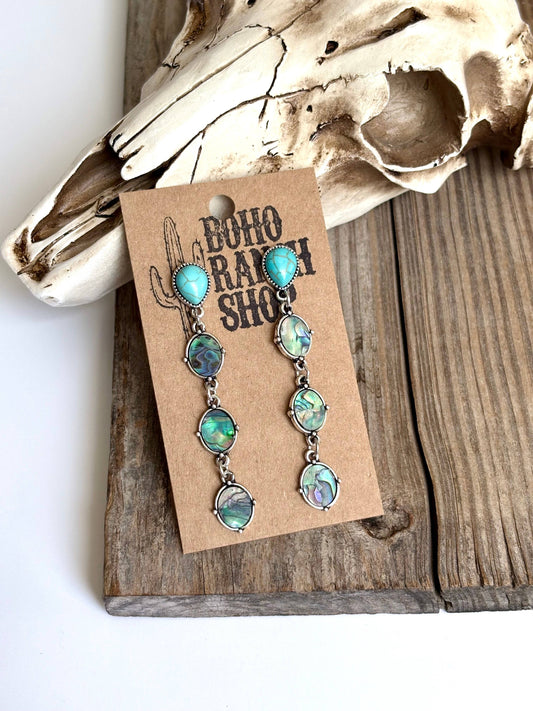 Turquoise & Abalone Drop Earrings