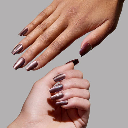 Espresso Glow Press-On Nails | Brown Velvet Medium Coffin