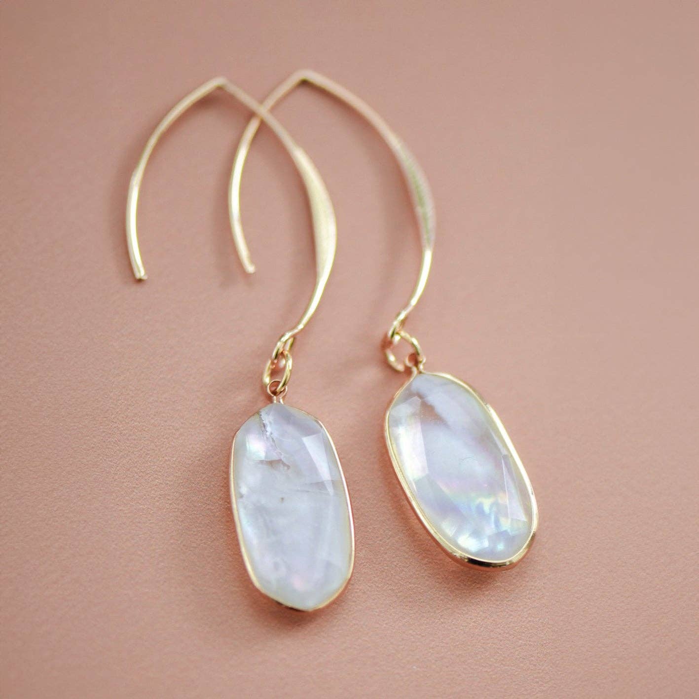 White Pearl Wire Threader Drop Earrings
