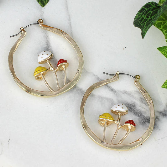Mushroom Hoop Earrings