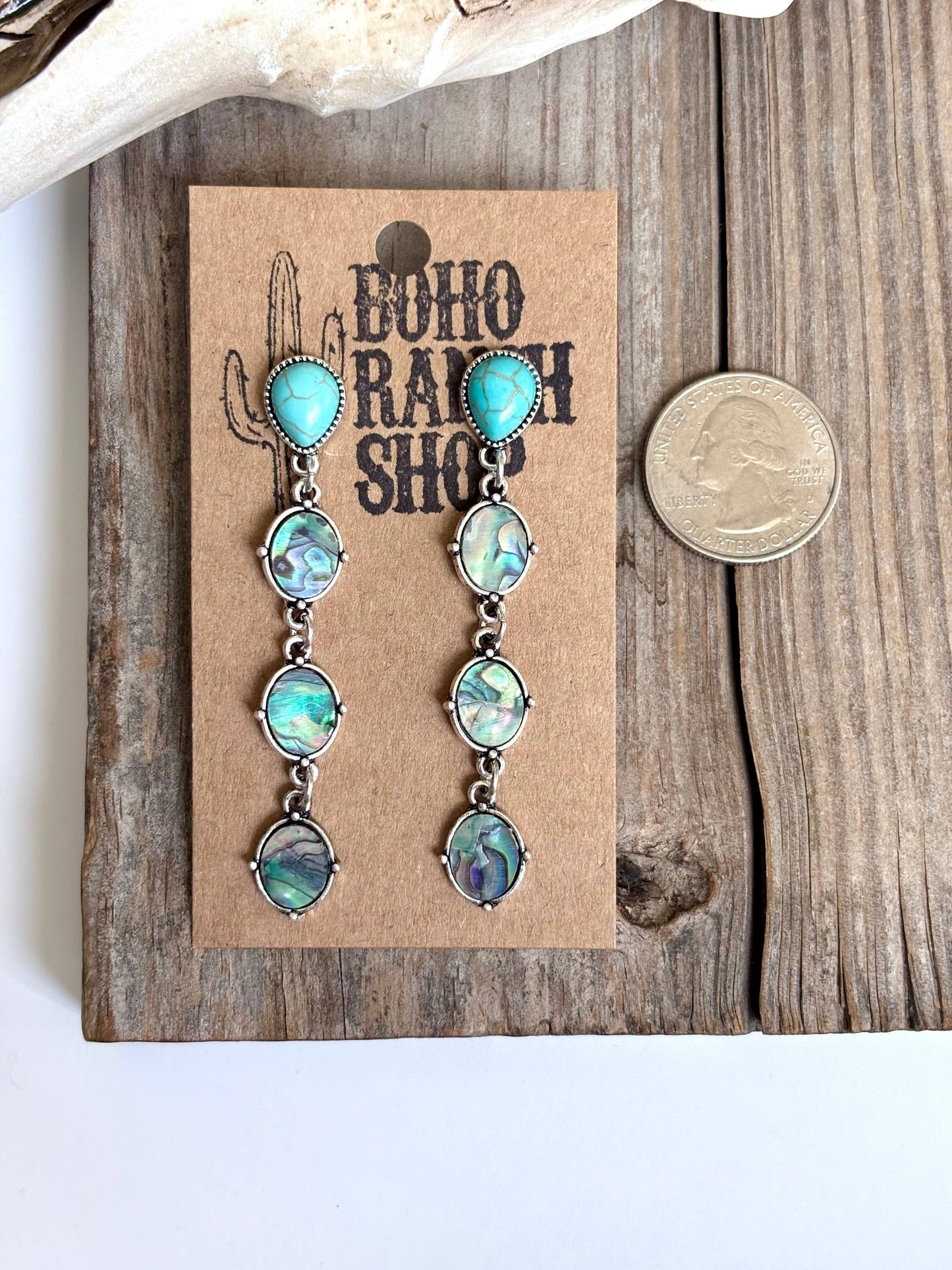 Turquoise & Abalone Drop Earrings