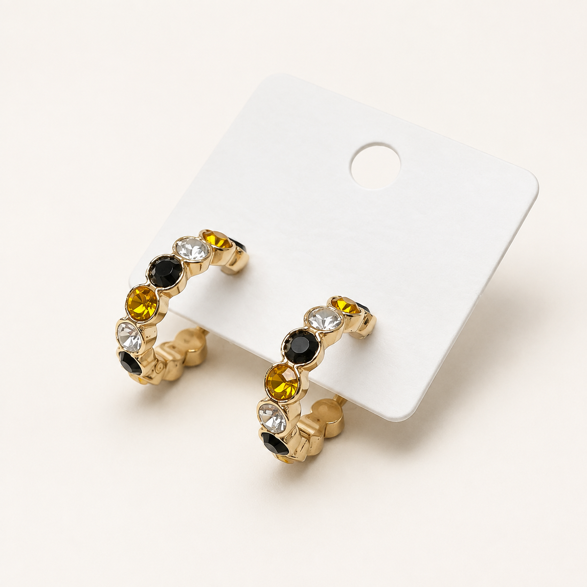 Game Day Black & Gold Hoop Earrings
