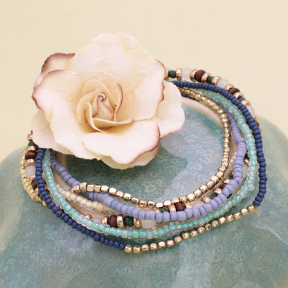 Cream Blue Green Bracelets Set
