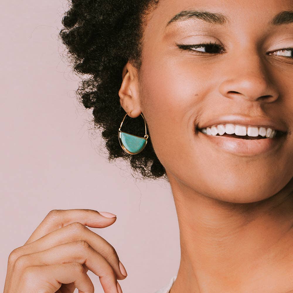 Gold Turquoise Prism Hoop