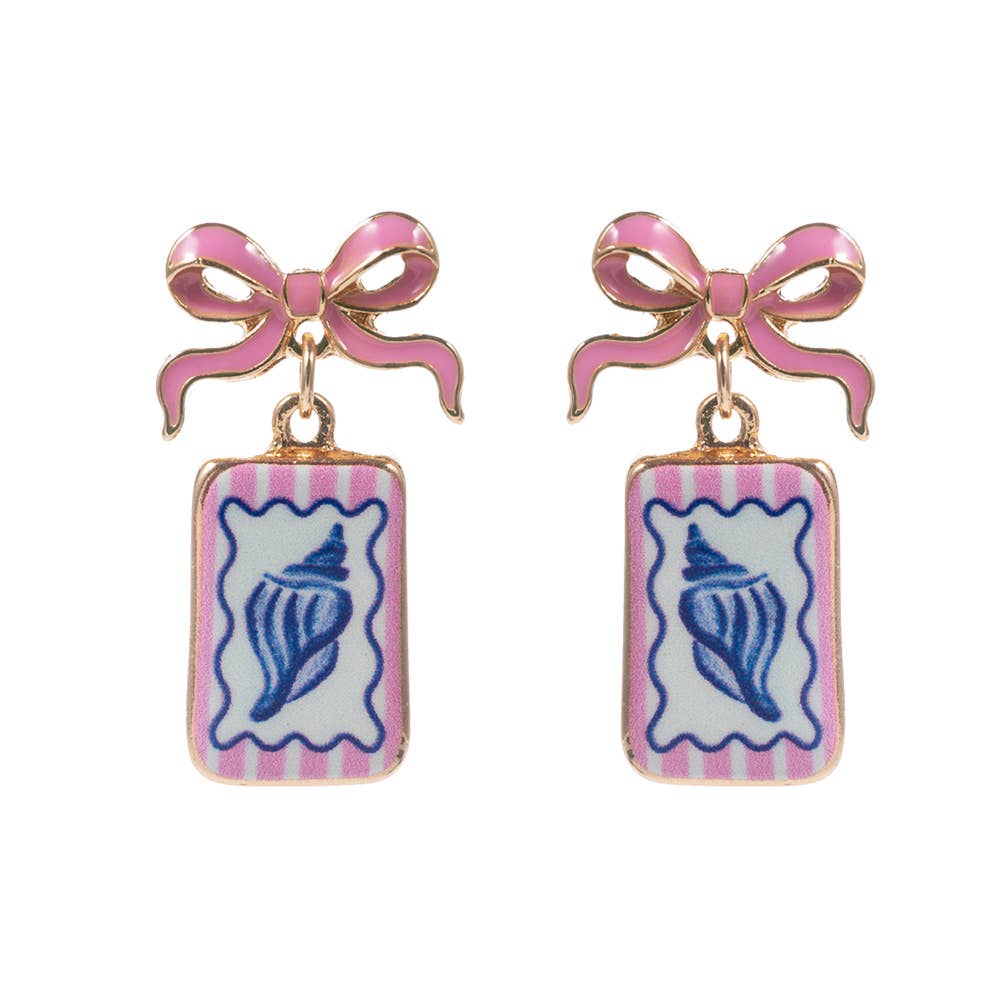 Bow Print Frame Earrings