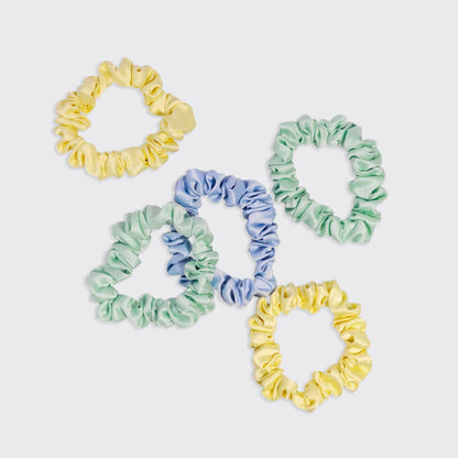 Multicolor Ruched Satin Scrunchies Set