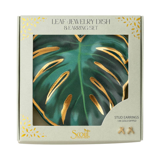 Leaf Jewelry Dish & Stud Earring Set