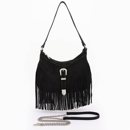 Faux Suede Fringe Bag