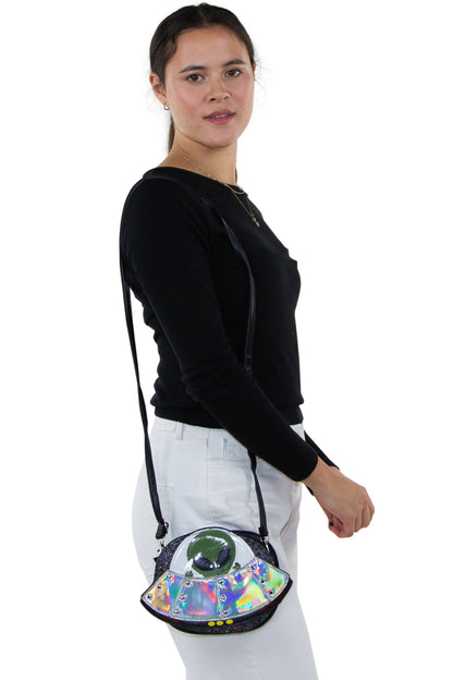 Alien On A Spaceship Crossbody Bag