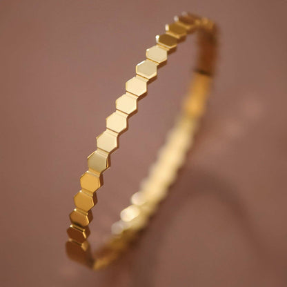 Hexa Gold Bangle Bracelet