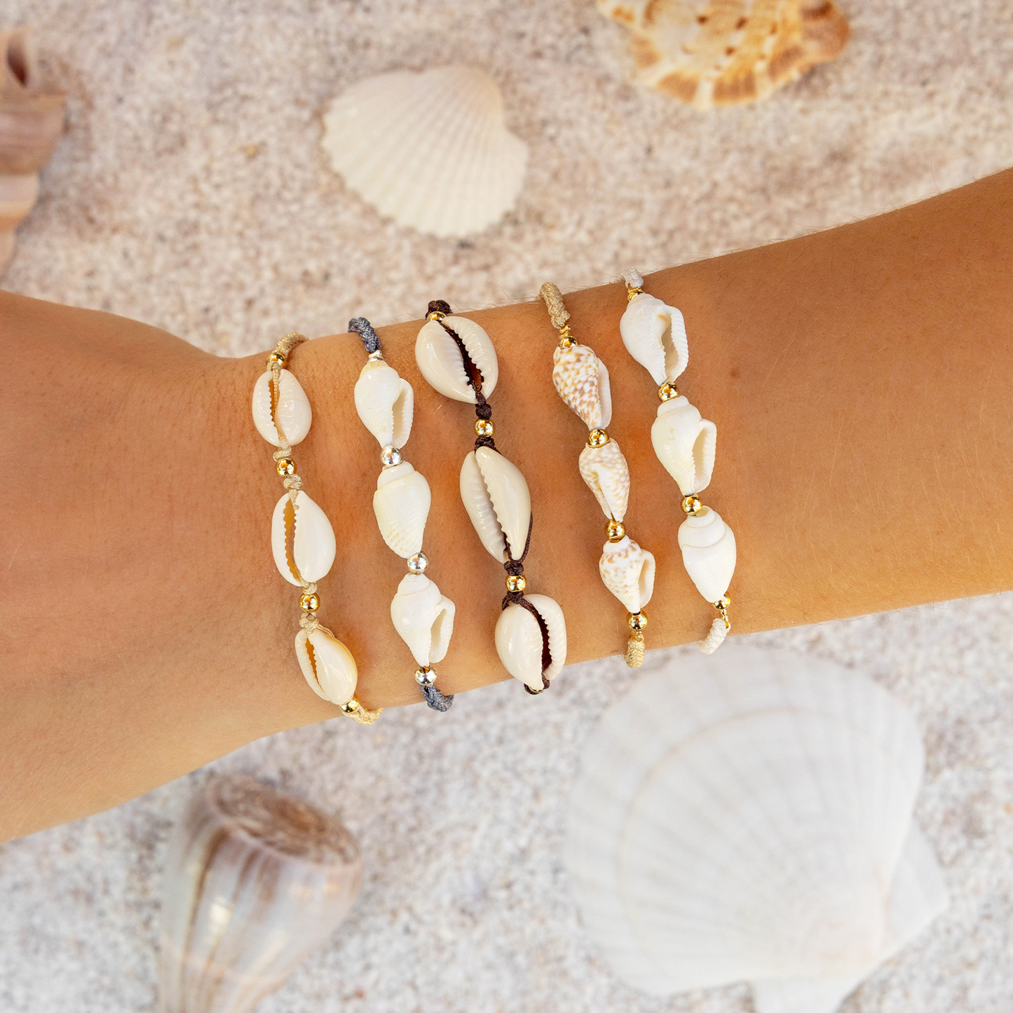 Driftwood Braided Shell Bracelet