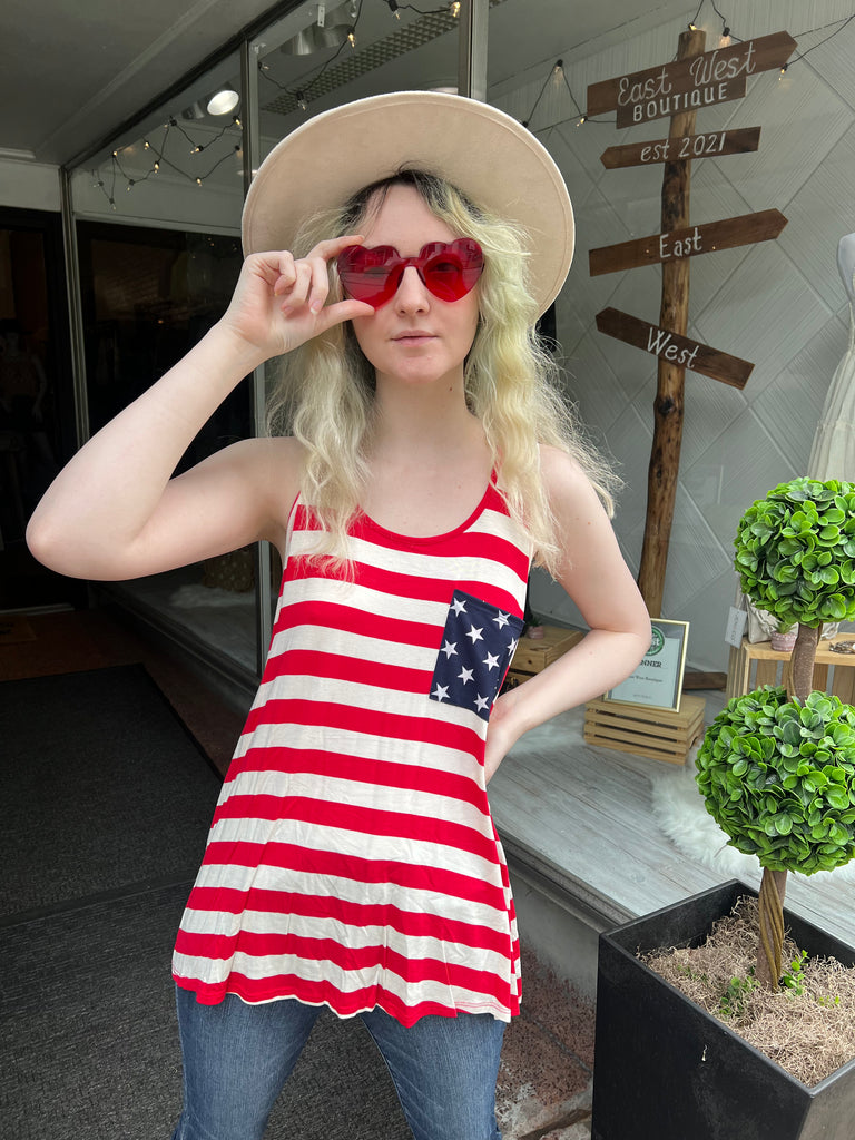 Flag Stripes Pocket Top