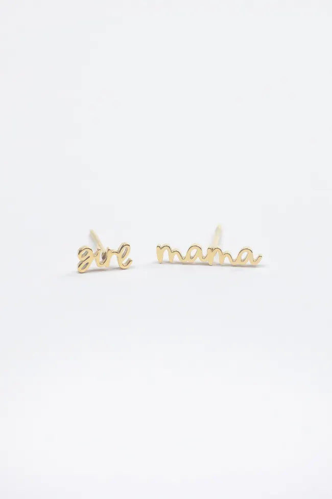 Girl Mama Script Earrings
