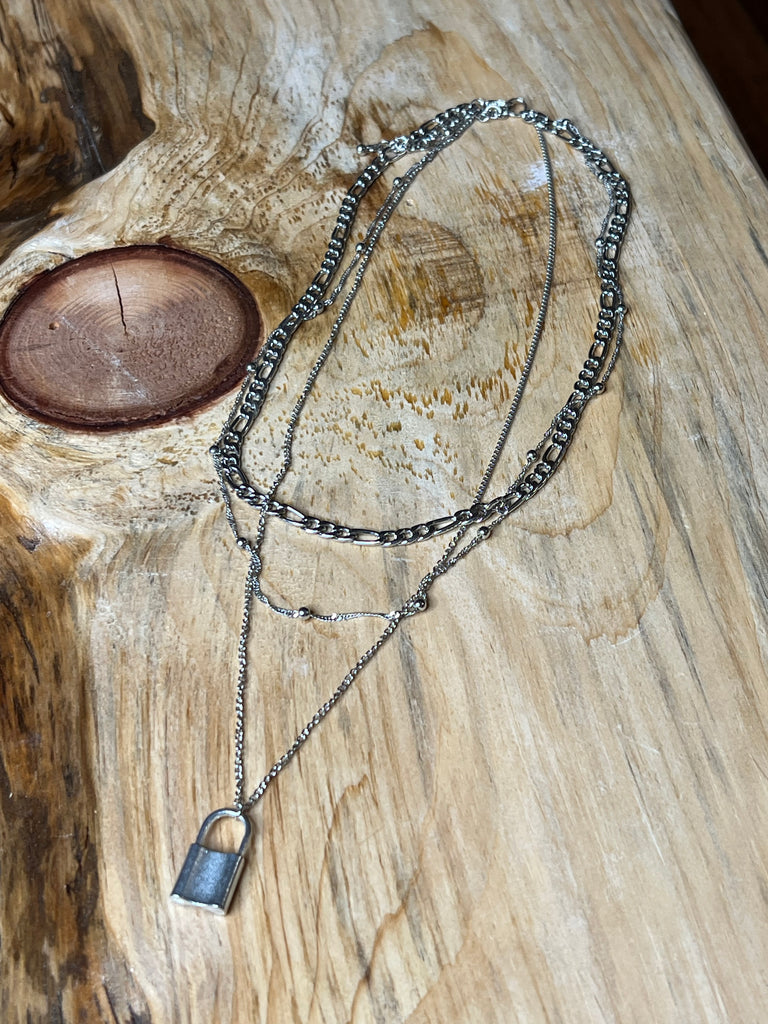 Silver Lock Pendant Necklace
