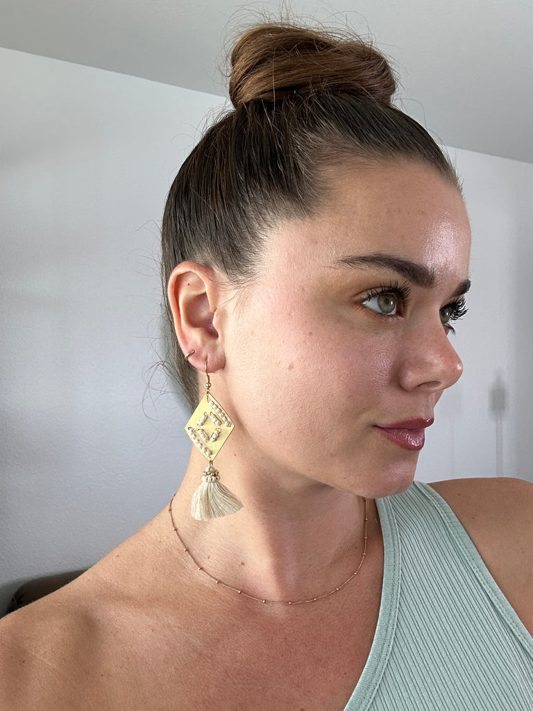 Gold & Cream Statement Earrings