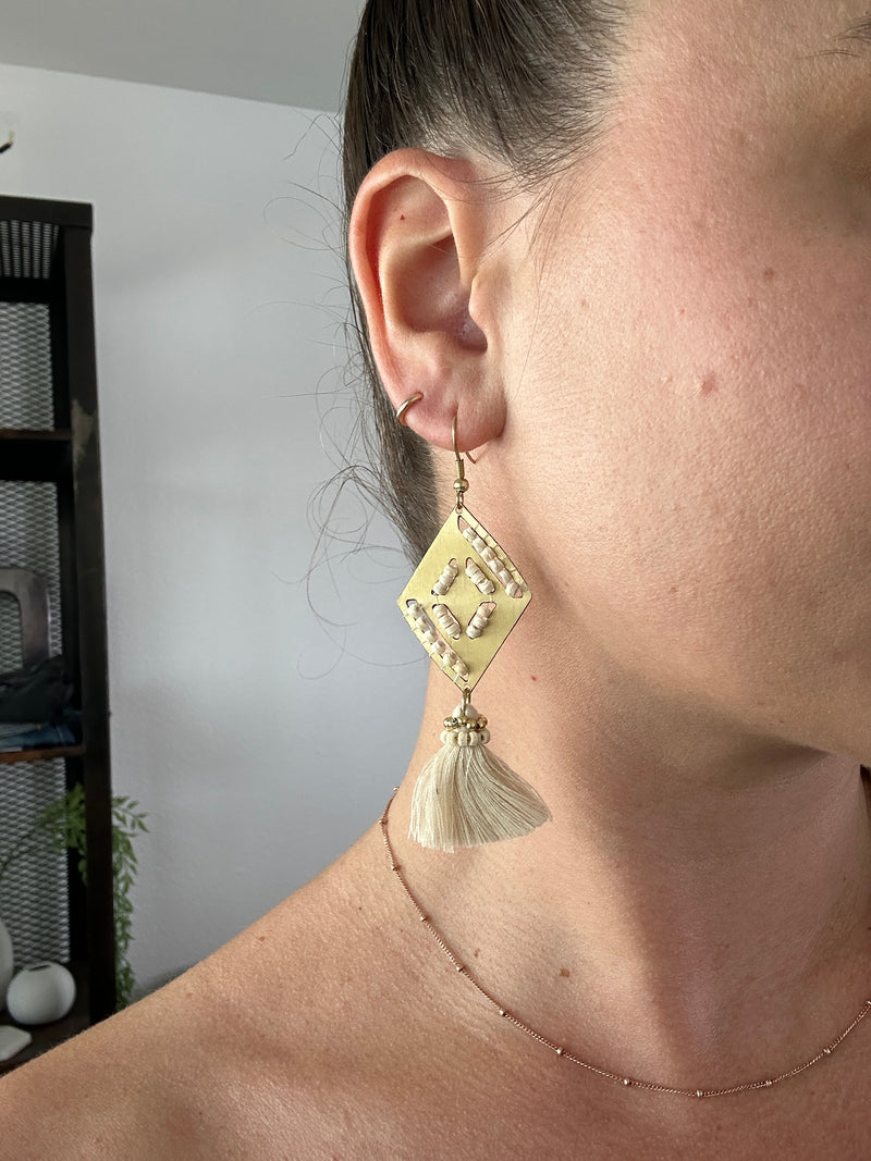 Gold & Cream Statement Earrings