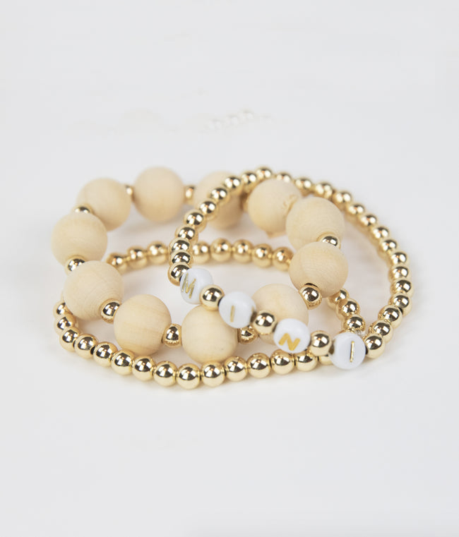 Wood Bead Bracelet Set-MINI